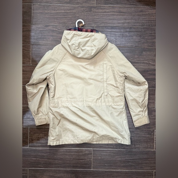 Beige Mountain Trails Plaid Lined Parka Jacket L - Picture 3 of 16
